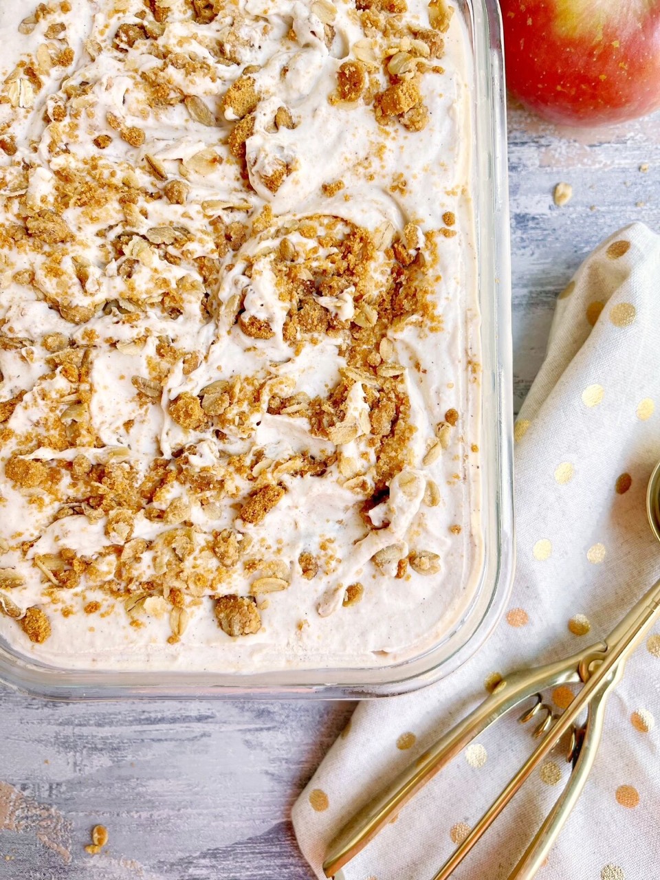No Churn Apple Butter Ice Cream With Oat Crumble